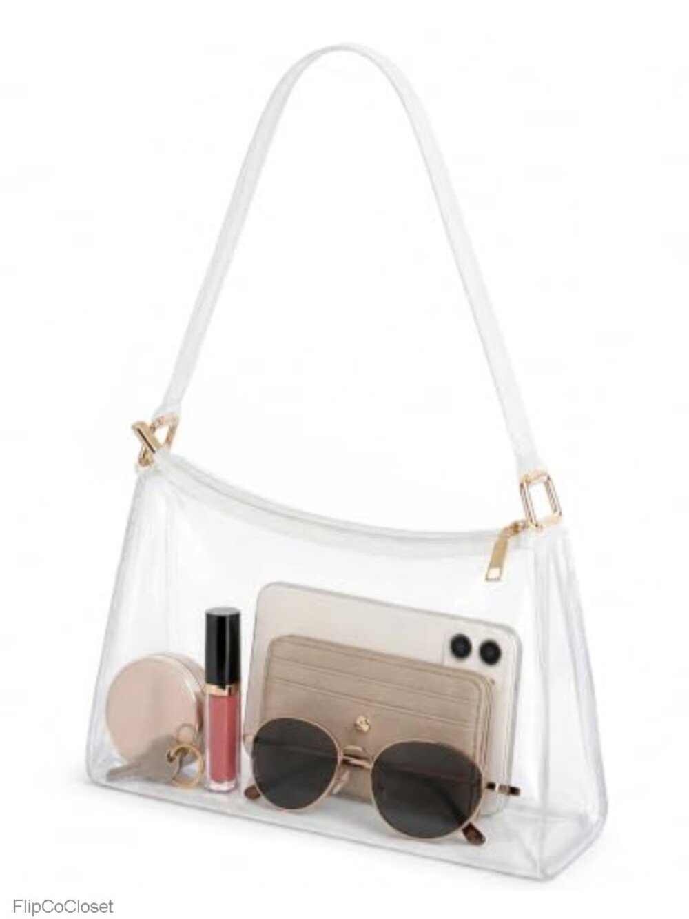 Clear PVC Shoulder Bag Stadium Approved Concert Purse for Women
